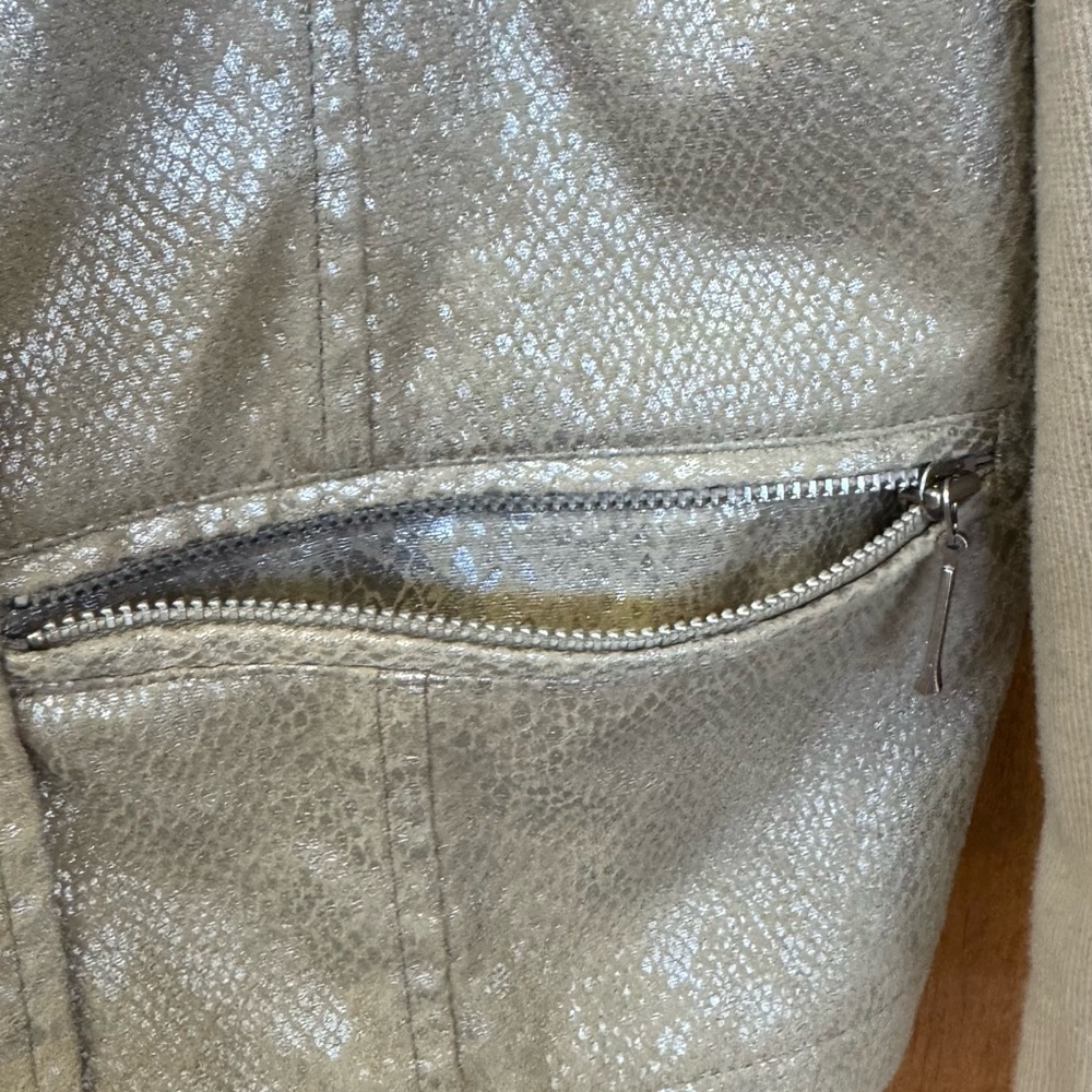 Chico's Plus Size Metallic Cream Gold Women's Blazer Jacket Coat size 3 - Picture 5 of 6